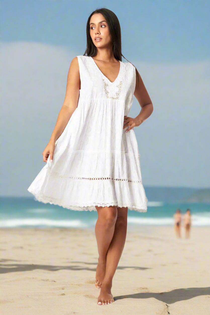 Flowy Sleeveless Casual Mini Dress - La Moda Clothing