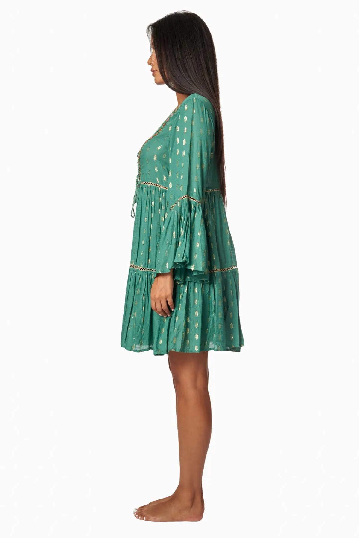 Flowy Flared Sleeve Casual Mini Dress - La Moda Clothing