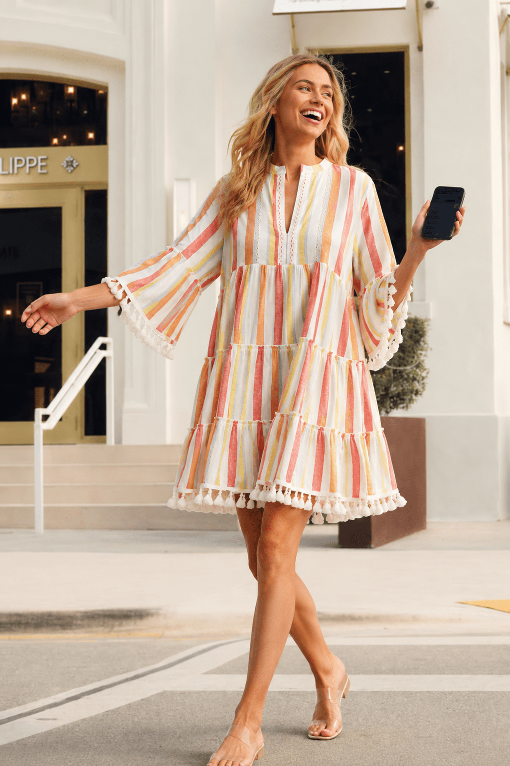 3/4 Sleeve Mini Dress - Premium Resort Wear | Luxury Mini Dress for Vacation & Cruise | Club Moda