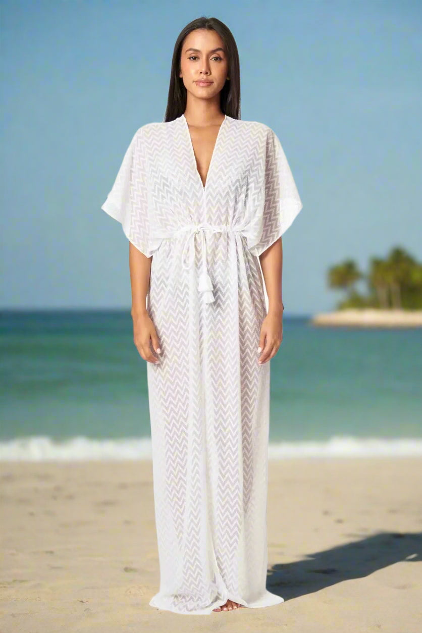 Long Kaftan-Style Robe And Beachwear Cover Up - La Moda Clothing