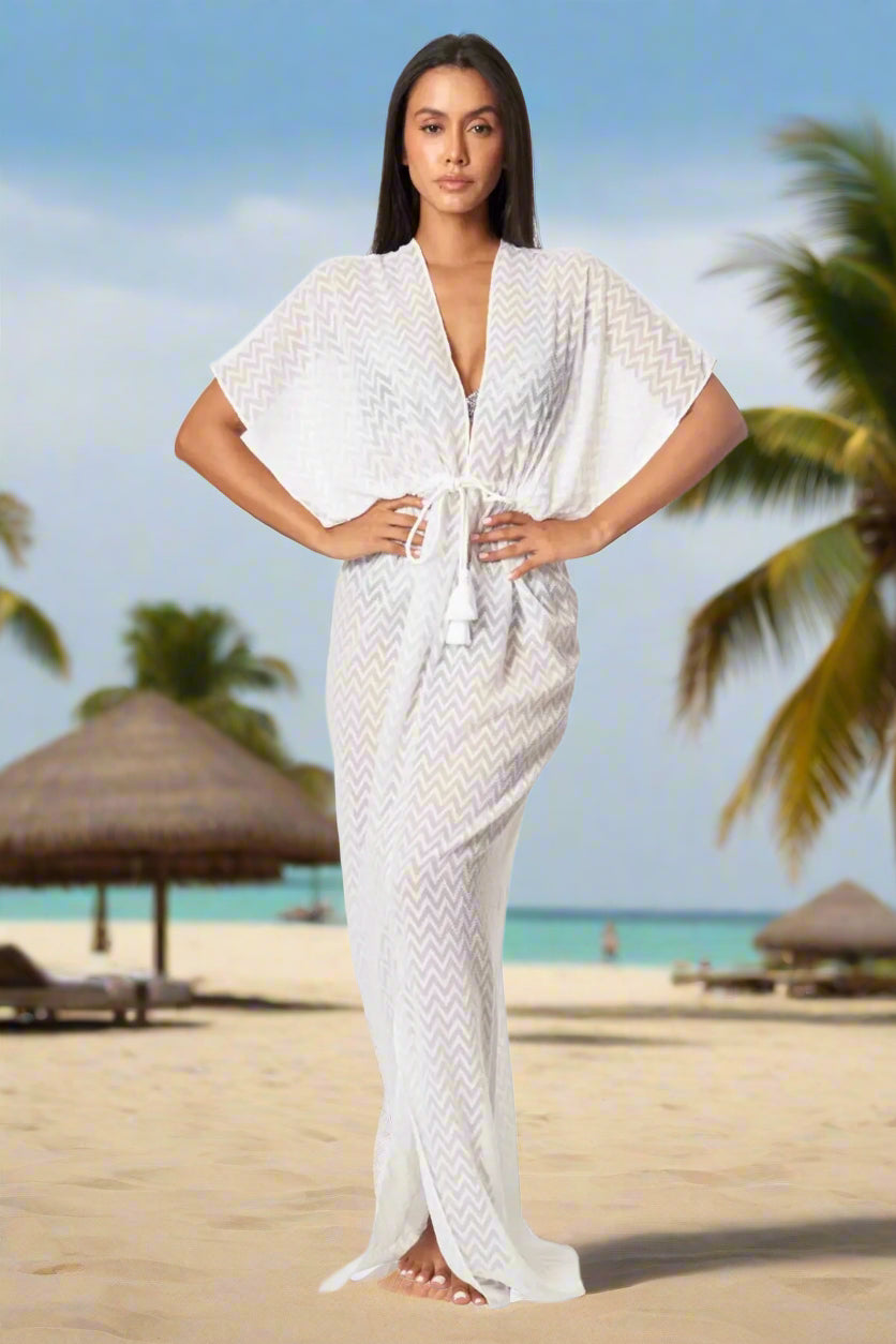 Long Kaftan-Style Robe And Beachwear Cover Up - La Moda Clothing
