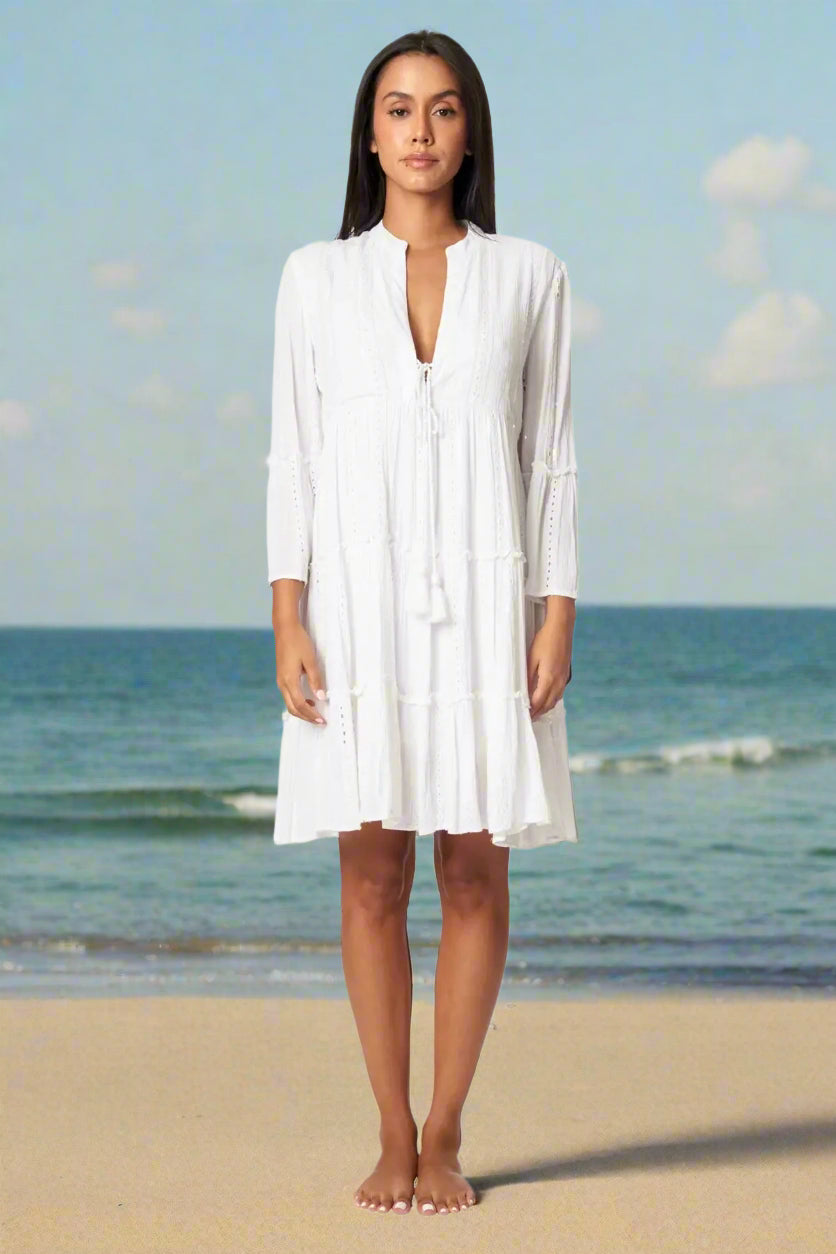 Agnes Flowy Flared Sleeve Casual Mini Dress - La Moda Clothing