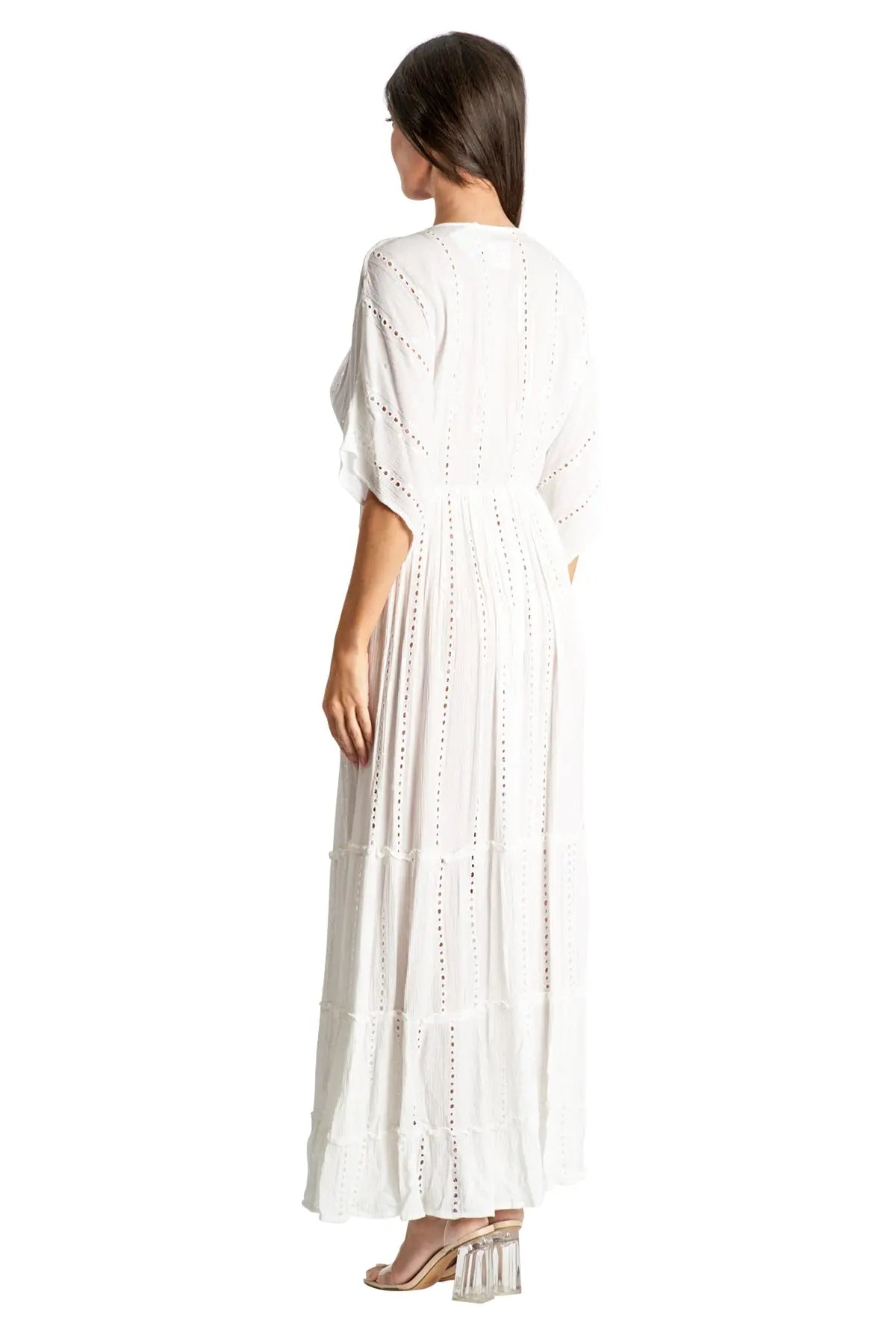 white embellished maxi resort vacation dress - La Moda Clothing