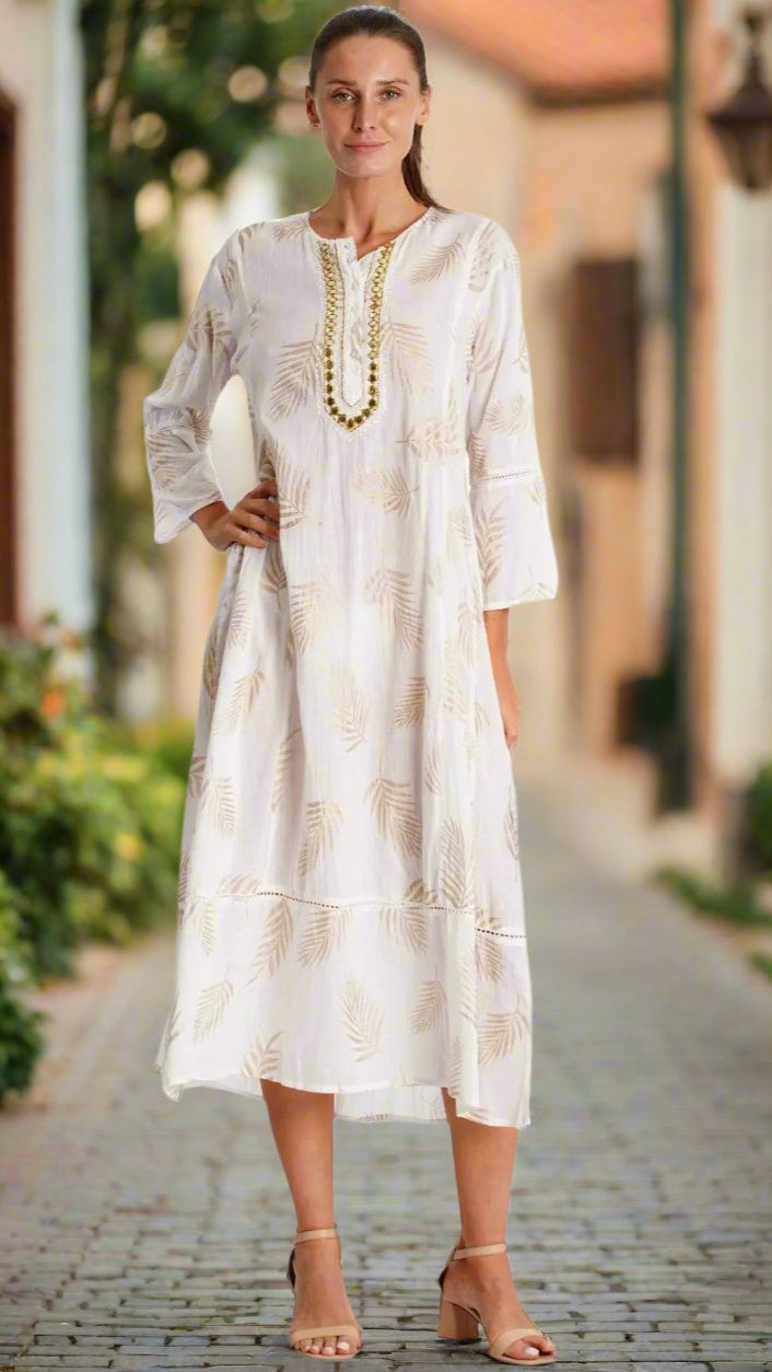 White Caftan Dress  La Moda Clothing