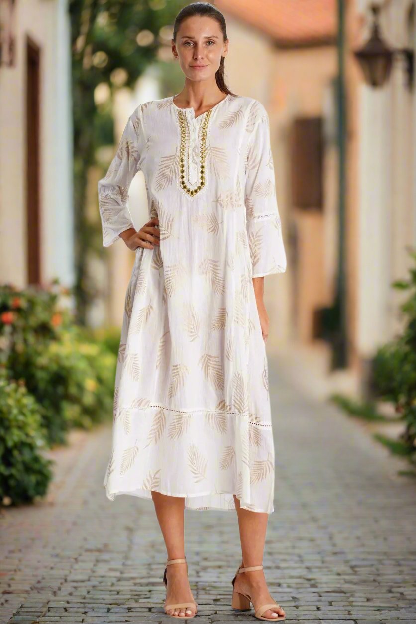 White Caftan Dress  La Moda Clothing