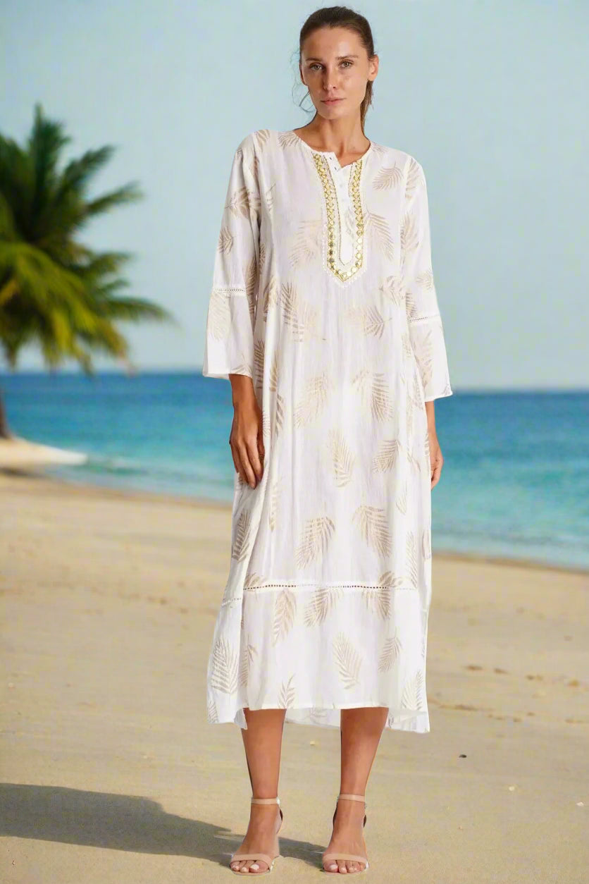 White Caftan Dress  La Moda Clothing