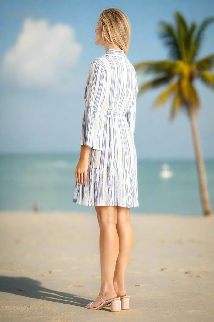 Striped Short Resort Dress - La Moda Clothing
