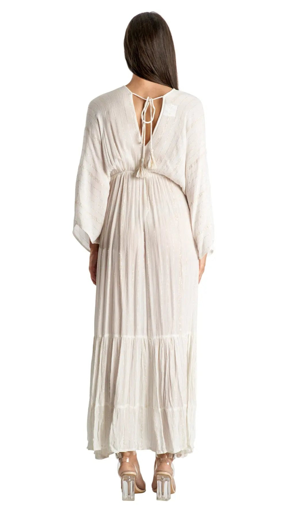 White Maxi Robe Resort Dress - La Moda Clothing