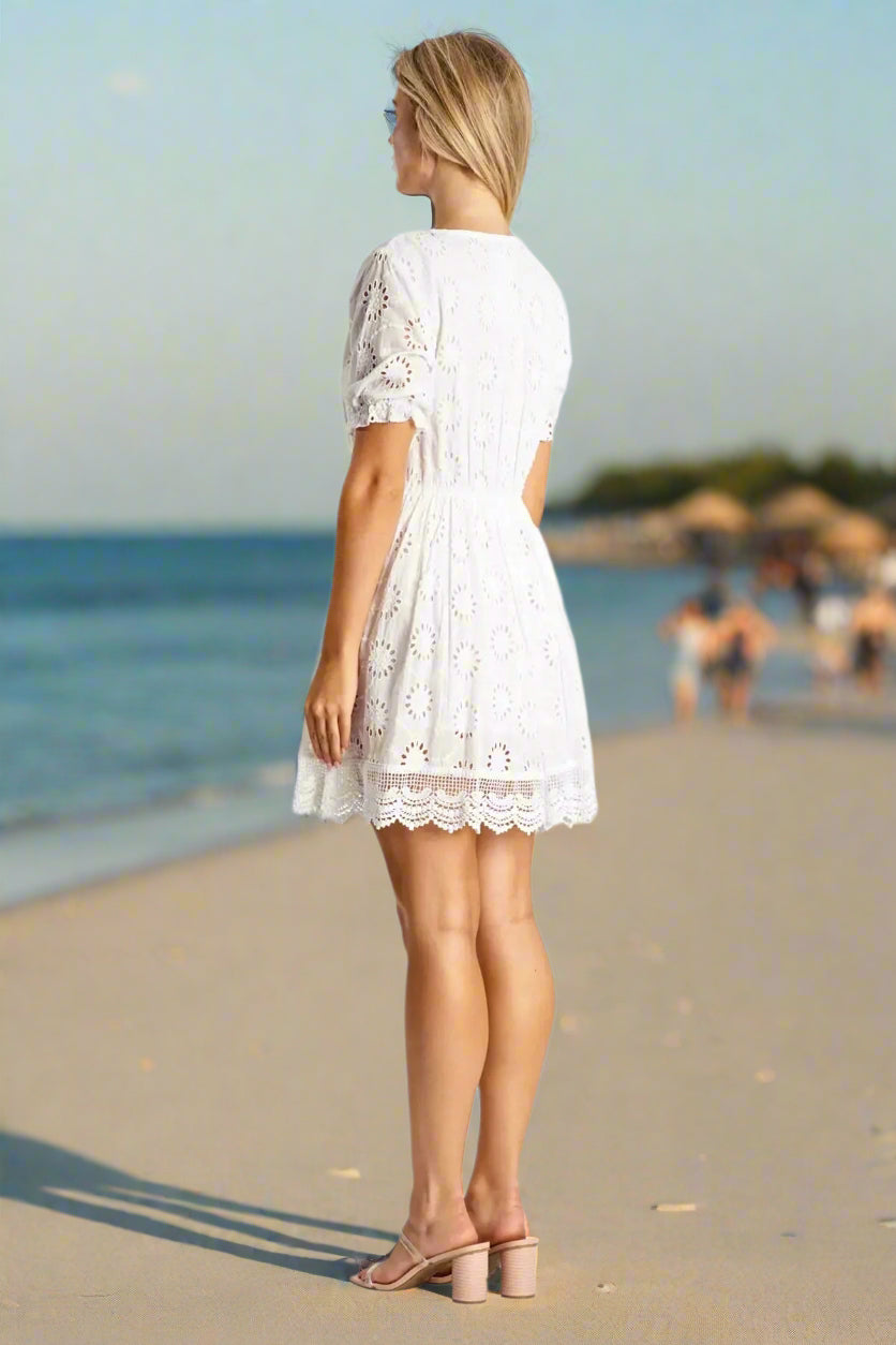 White Lace Sexy Mini Dress - La Moda Clothing