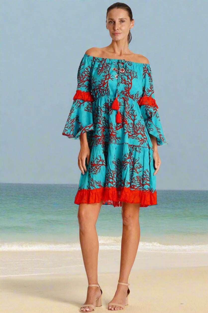 Off Shoulder Summer Mini Dress  La Moda Clothing