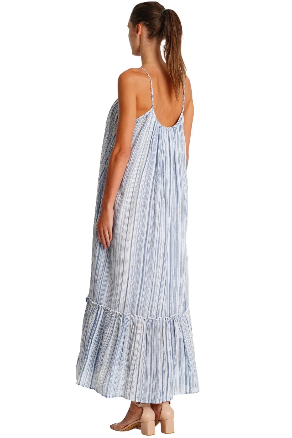 Lose Striped Maxi Dress  La Moda Clothing