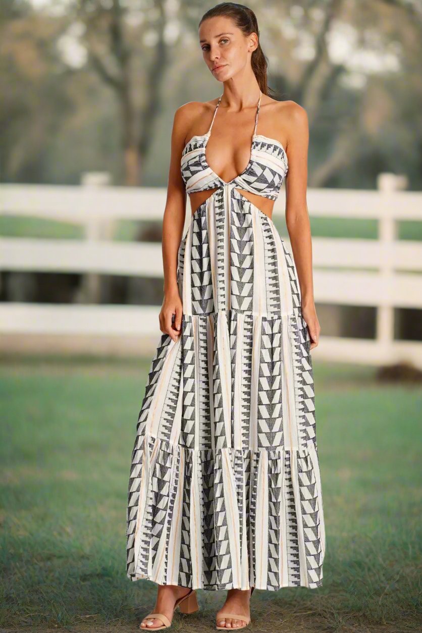 Cut Out Maxi Dress  La Moda Clothing
