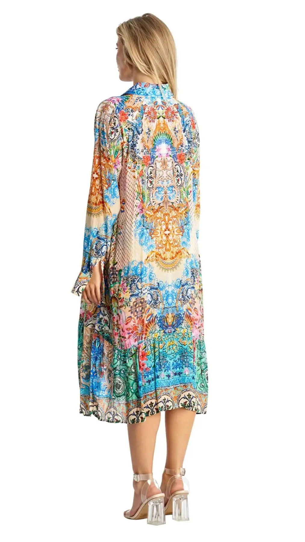 A-Line Kaftan Collar Dress - La Moda Clothing