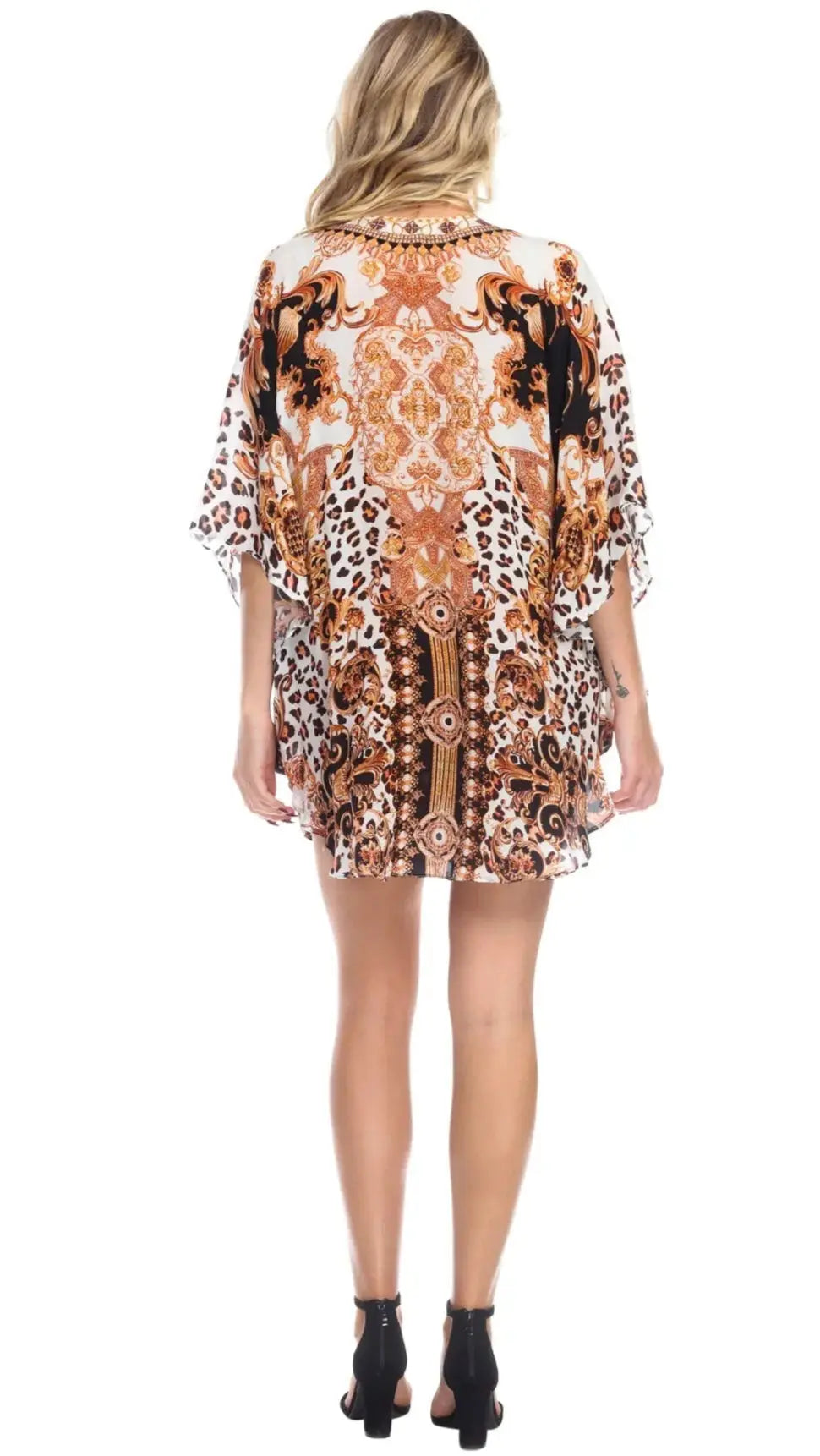 Animal Print Caftan Kaftan Dress Cover up in Viscose Silk - La Moda Clothings