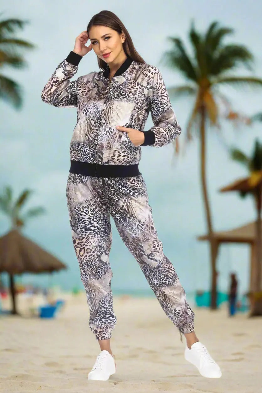 Animal Print Resort Loungewear Short Set - Premium Resort Wear | Luxury Pant Set for Vacation & Cruise | Club Moda