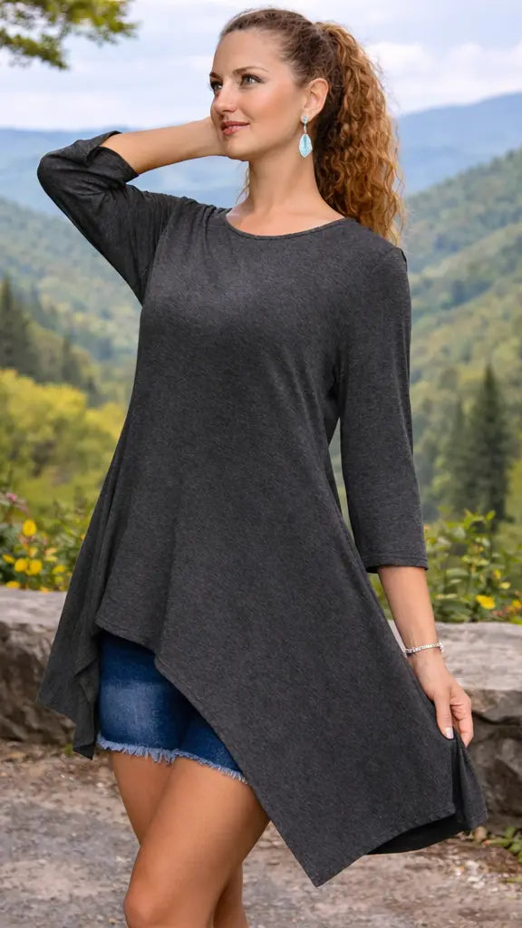 Asymmetrical Knit Resort Tunic lamodaclothings