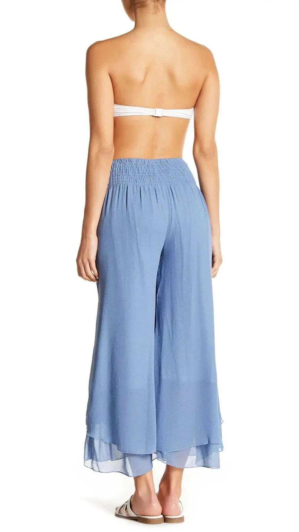 Beachwear Palazzo Pants with Smocked Belt Lamodaclothing Clearance