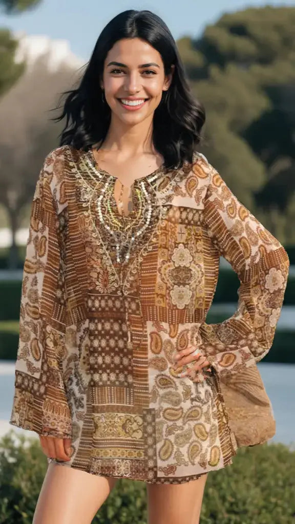 Beaded Sheer Tunic La Moda Clothing