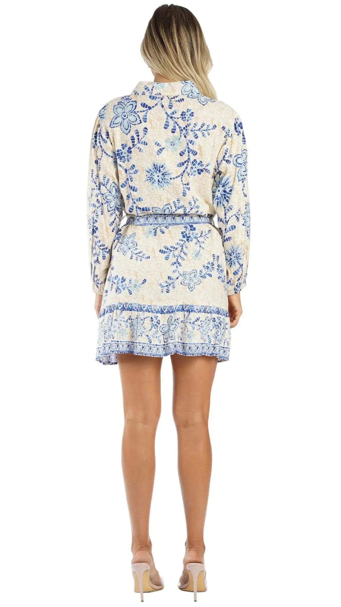 Blue Print Resort Wear Mini Dress | Luxury Vacation Mini Dress Club Moda Mini Dress