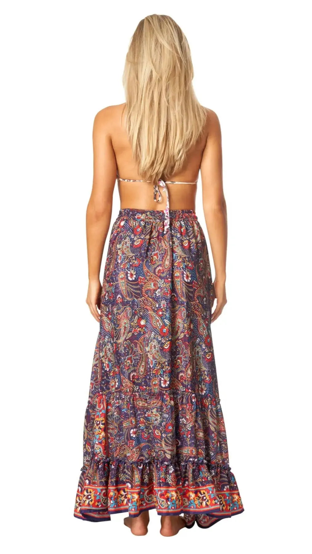 Caribbean Island Travels Inspired Floral Maxi Skirt La Moda Clothing Clearance