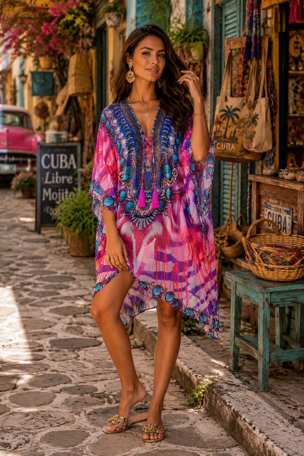 Womens Short Luxury Caftans - Premium Resort Wear | Luxury Caftan for Vacation & Cruise | Club Moda