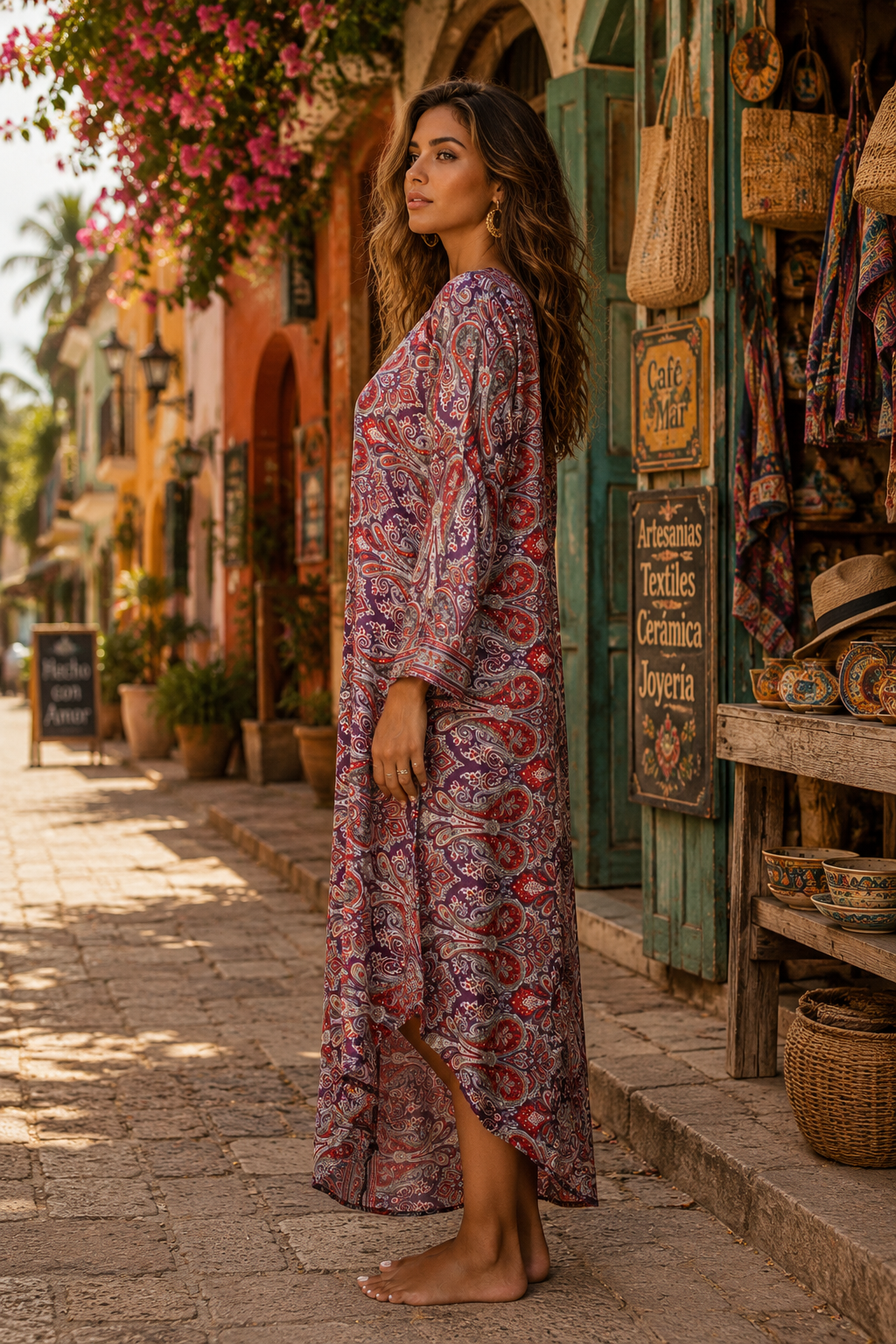 Positano Maxi Caftan Dress for Spring Summer - Designer Caftan | Elegant Kaftan Cover Up Dress | Club Moda USA