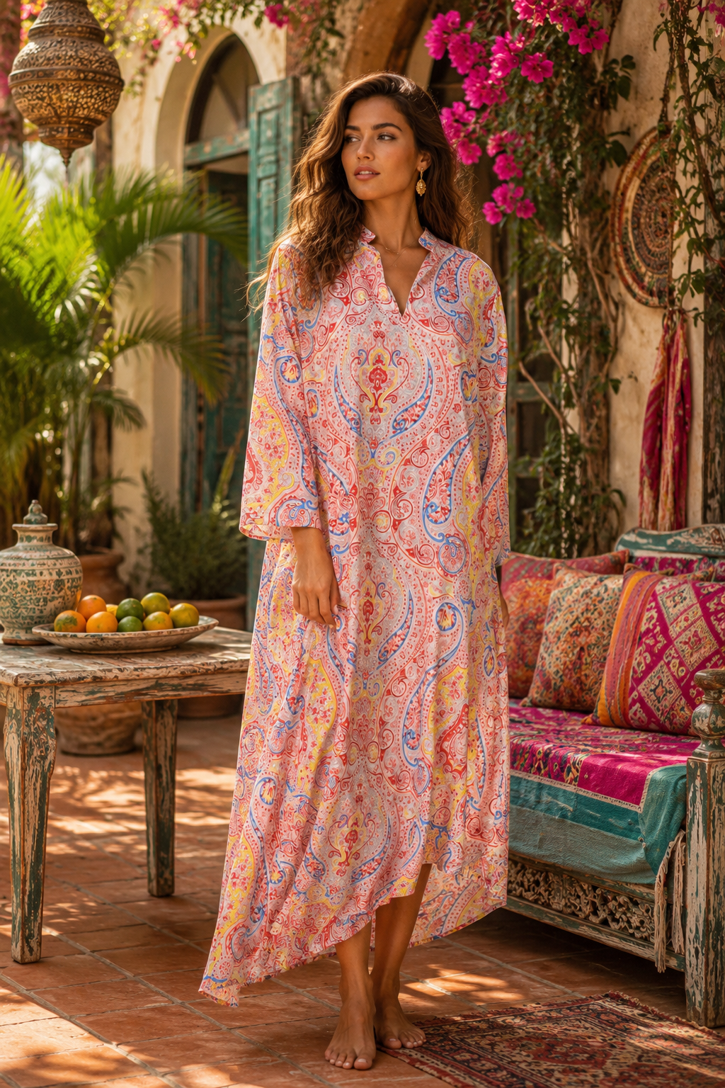 Positano Maxi Beach Caftan Dress - Designer Caftan | Elegant Kaftan Cover Up Dress | Club Moda USA