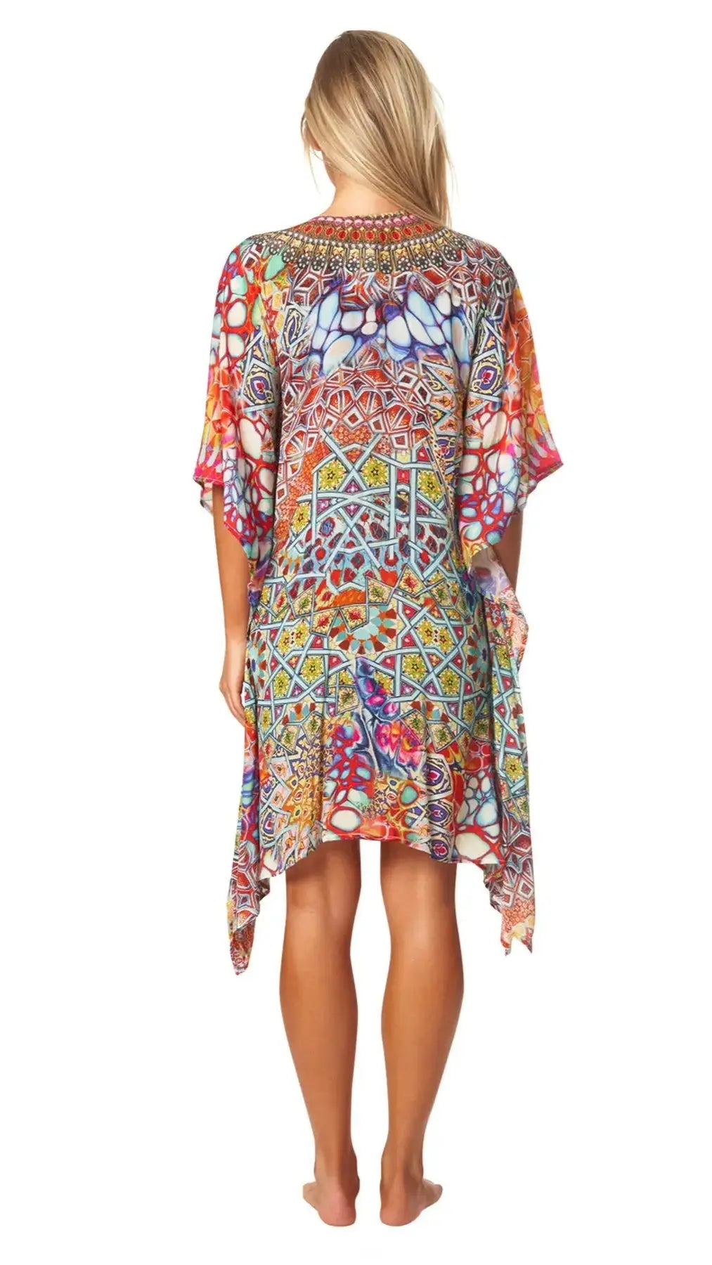 River Bed Designer Women's Beach Kaftan Dress in Viscose Silk - La Moda Clothing