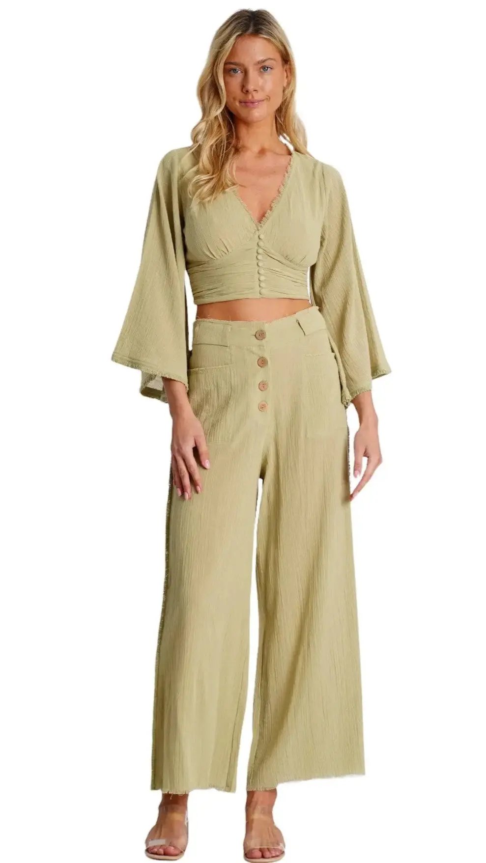 Crop Top Pants Set  La Moda Clothing