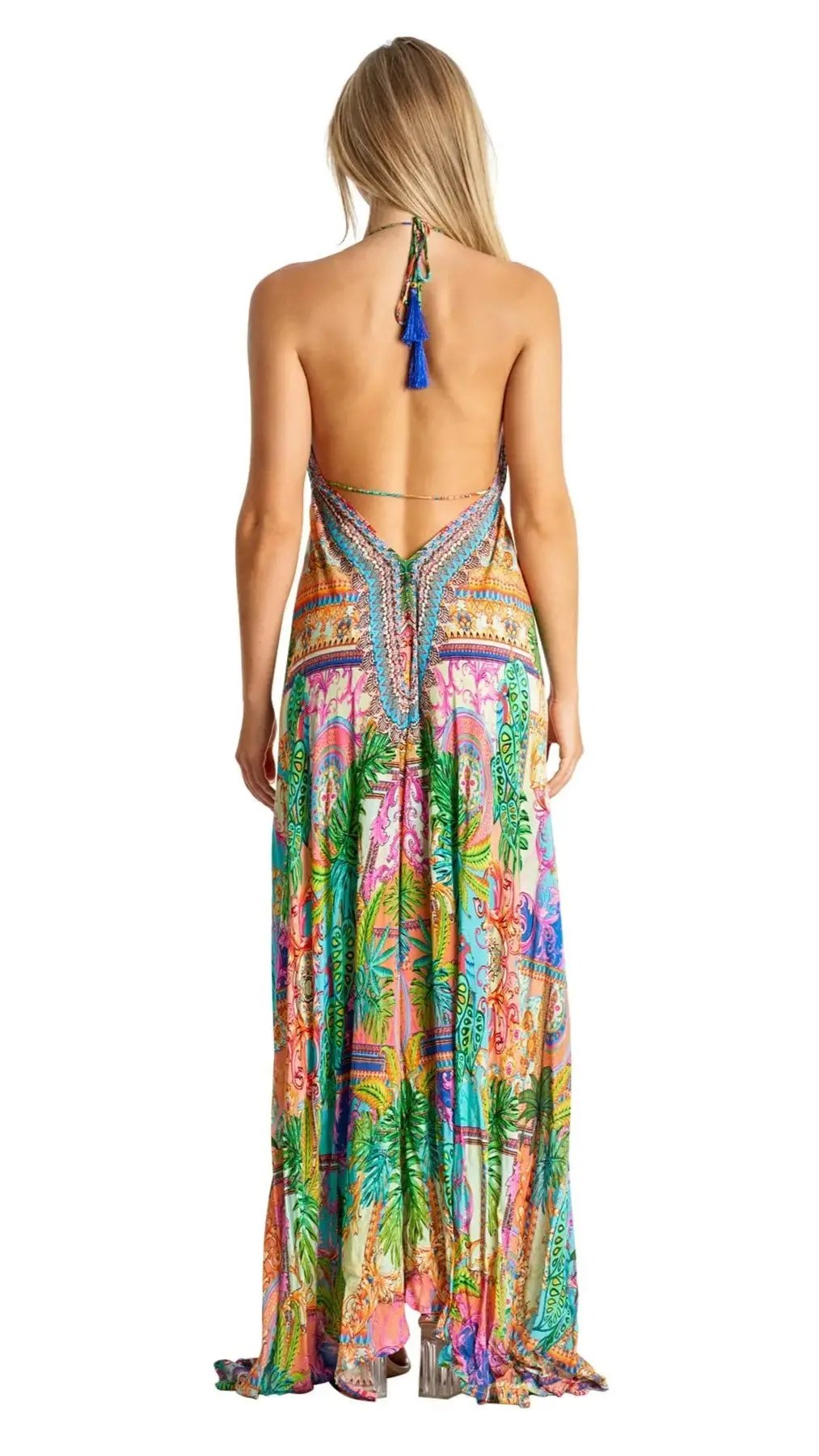 Designer Halter Neck Backless Resort Dress For Women - La Moda Clothing
