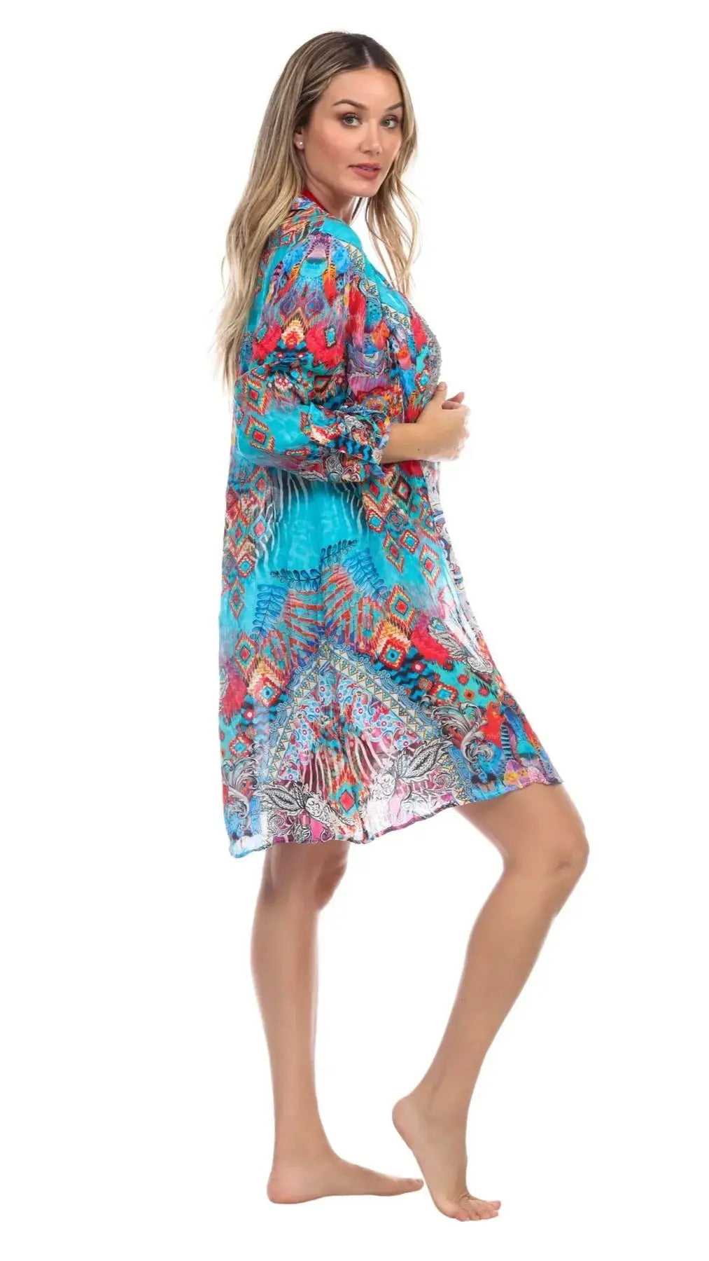 Ikat Blossom Easy Shirtdress Cover-Up - La Moda Clothings