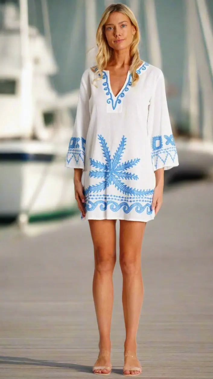 Embroidered Beach Cover Up  La Moda Clothing