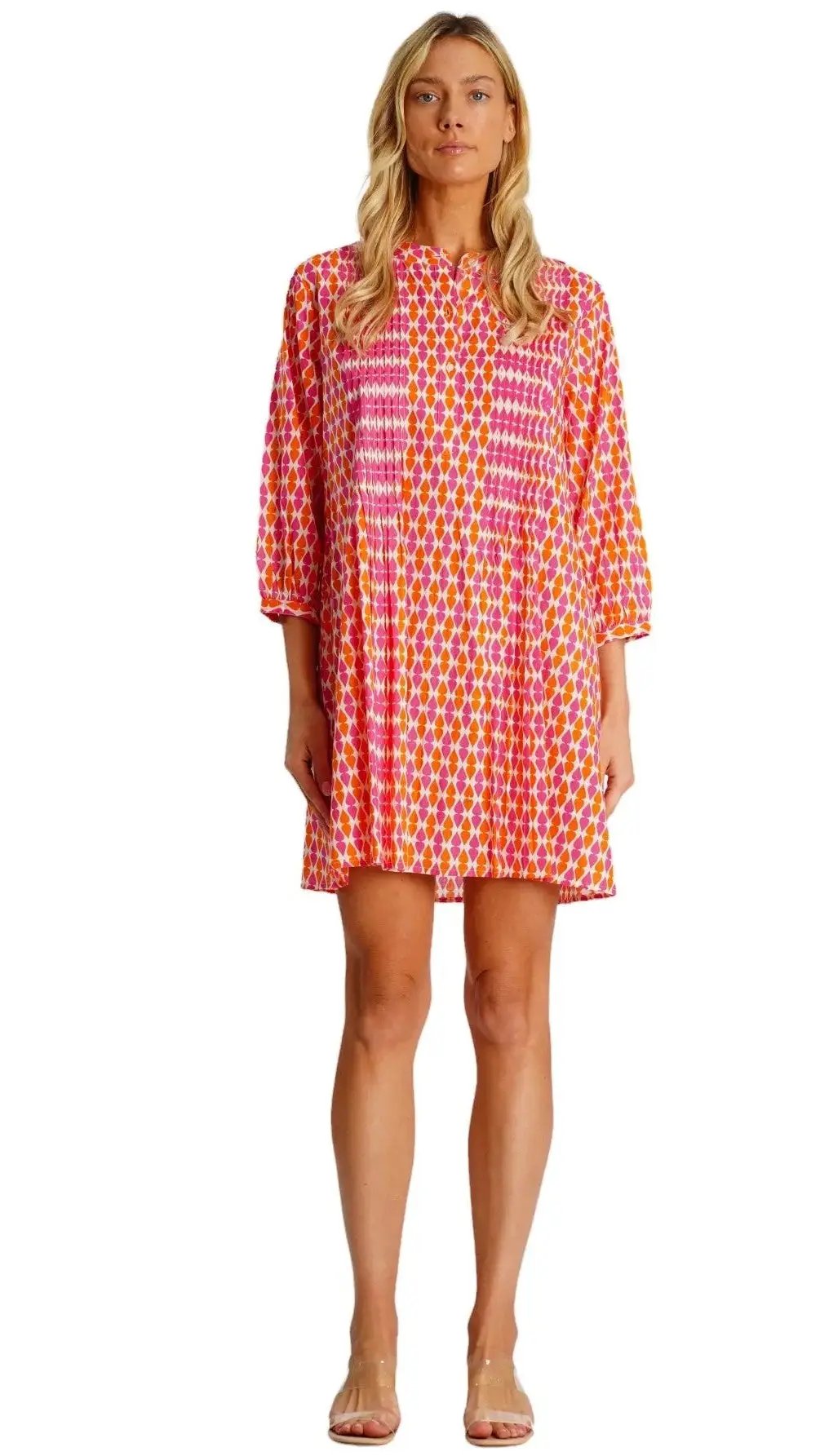 Front Pleated Shirt Dress  La Moda Clothing