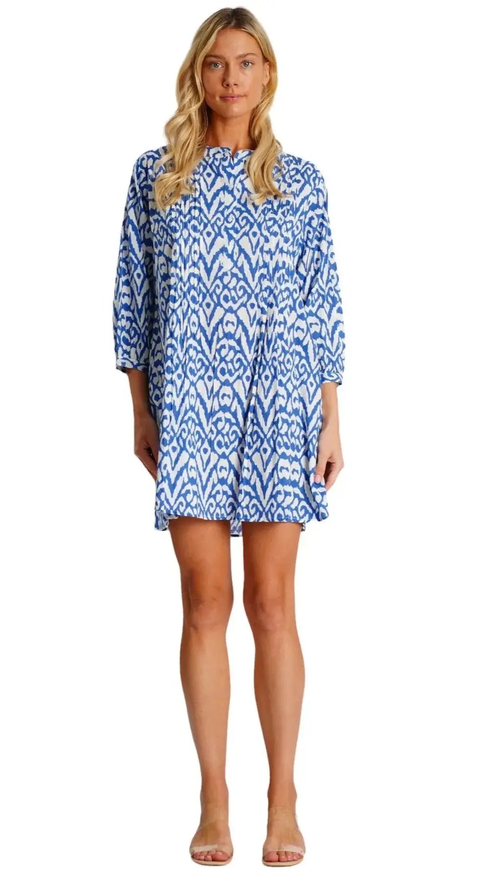 Front Pleated Shirt Dress  La Moda Clothing