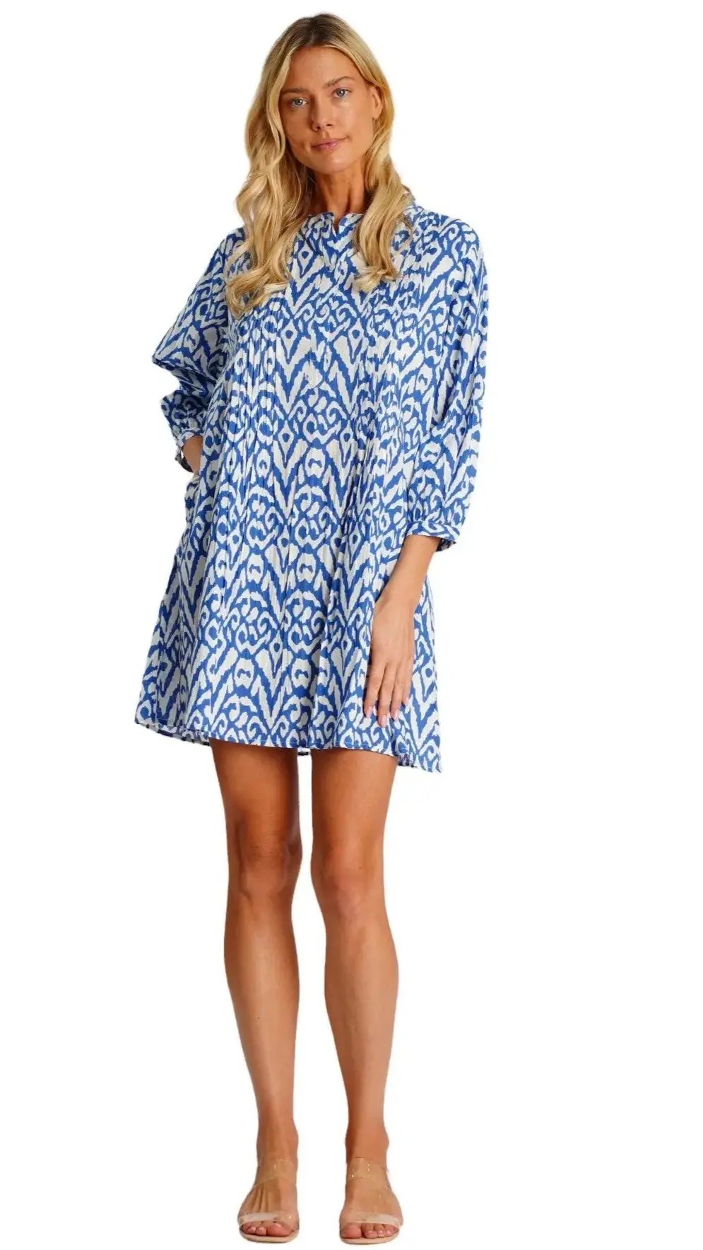 Front Pleated Shirt Dress  La Moda Clothing