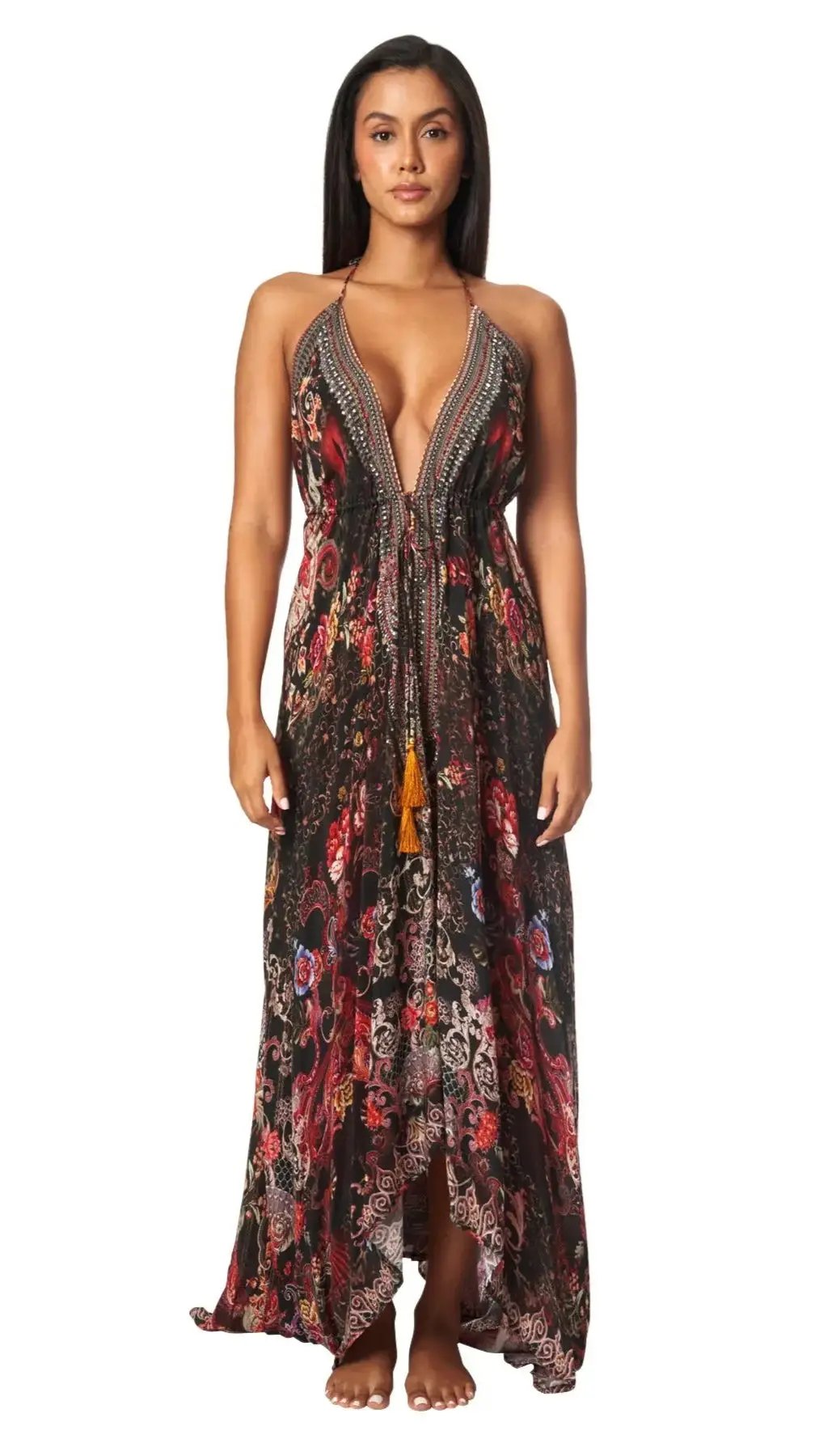 Designer Halter Neck Backless Resort Dress For Women - La Moda Clothing