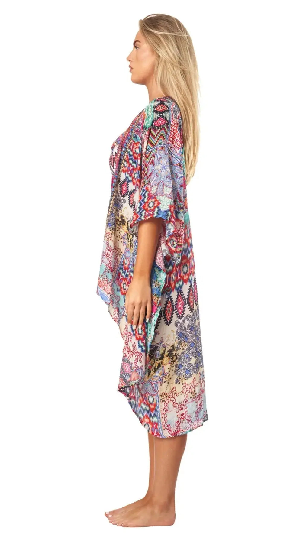High Low Kimono Cover Up in Tribal Ikat Print La Moda Clothings Coverups