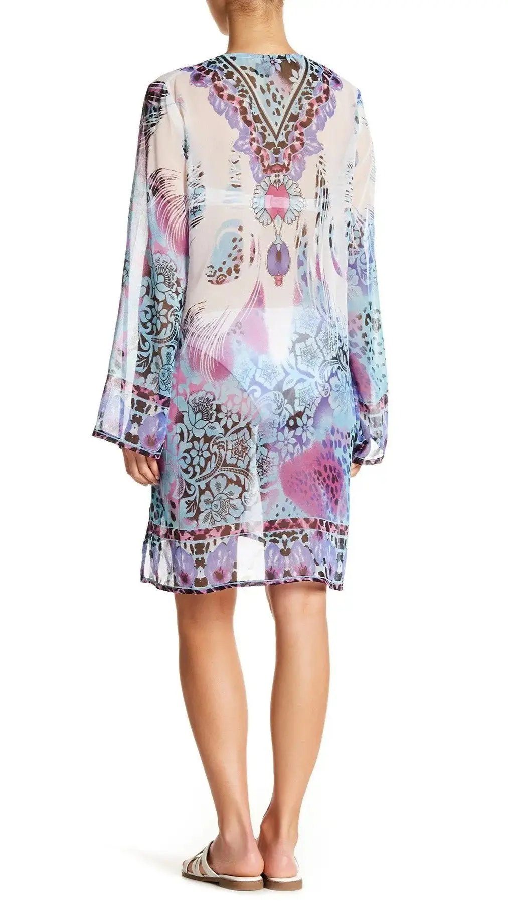 Jungle Print Tunic in flowy sheer fabric perfect for Tropical or Island Vacation | Tunics Wholeslae - La Moda Clothing