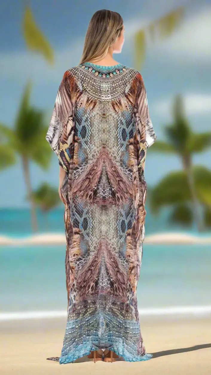 Animal Paradise Long Caftan Dress - La Moda Clothings