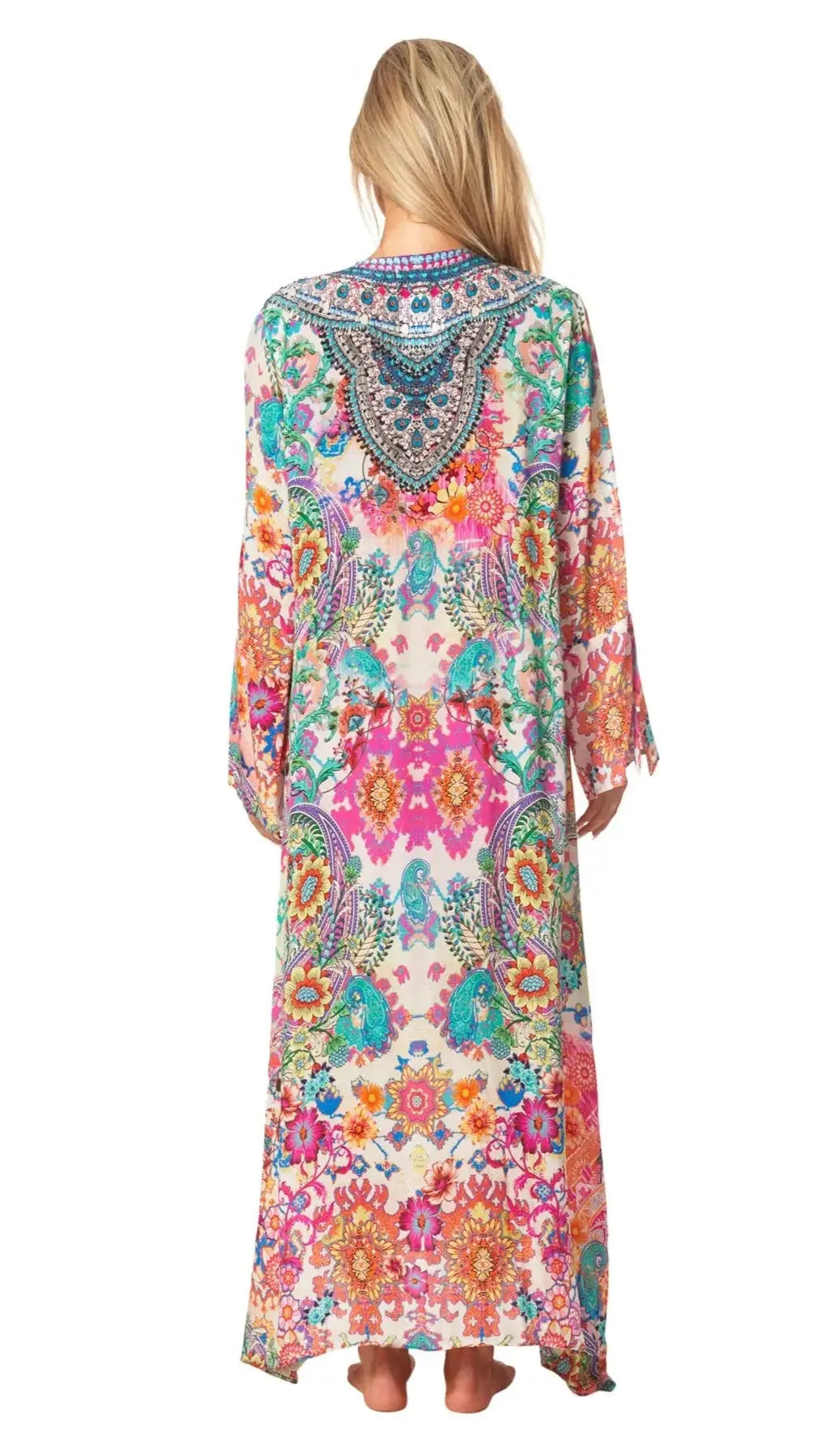Eden Garden Long Caftan Dress - La Moda Clothing