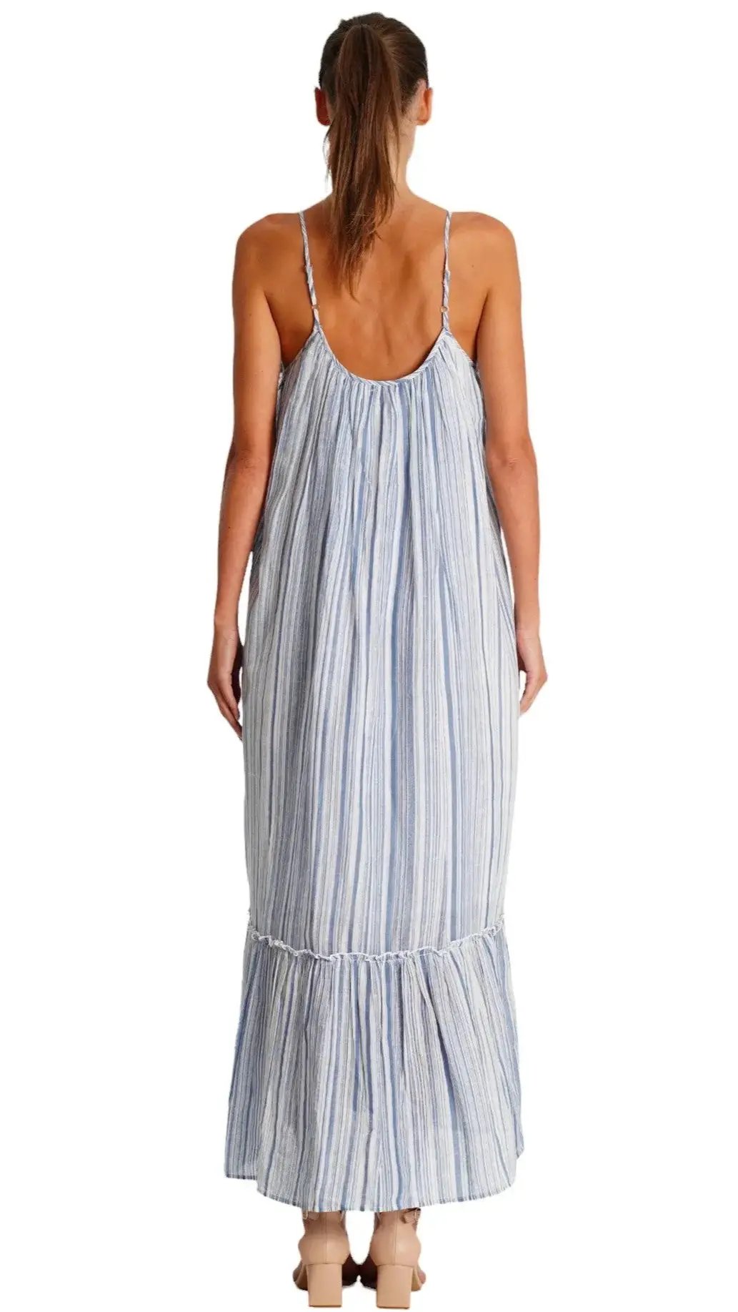 Lose Striped Maxi Dress  La Moda Clothing