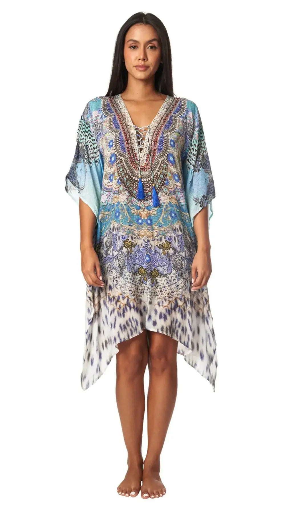 Luxury Silk Caftan Dress - La Moda Clothing