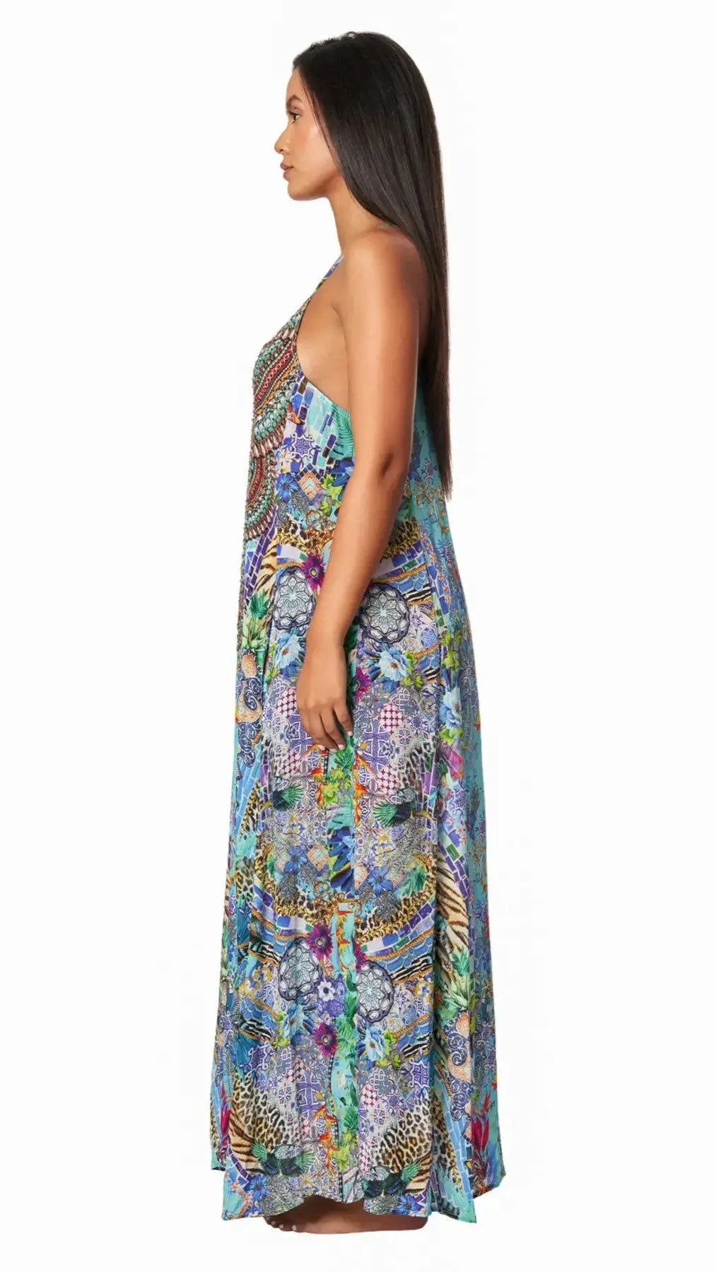 Poppy Garden Racerback Maxi Dress for Resort or Cruise - La Moda Clothing