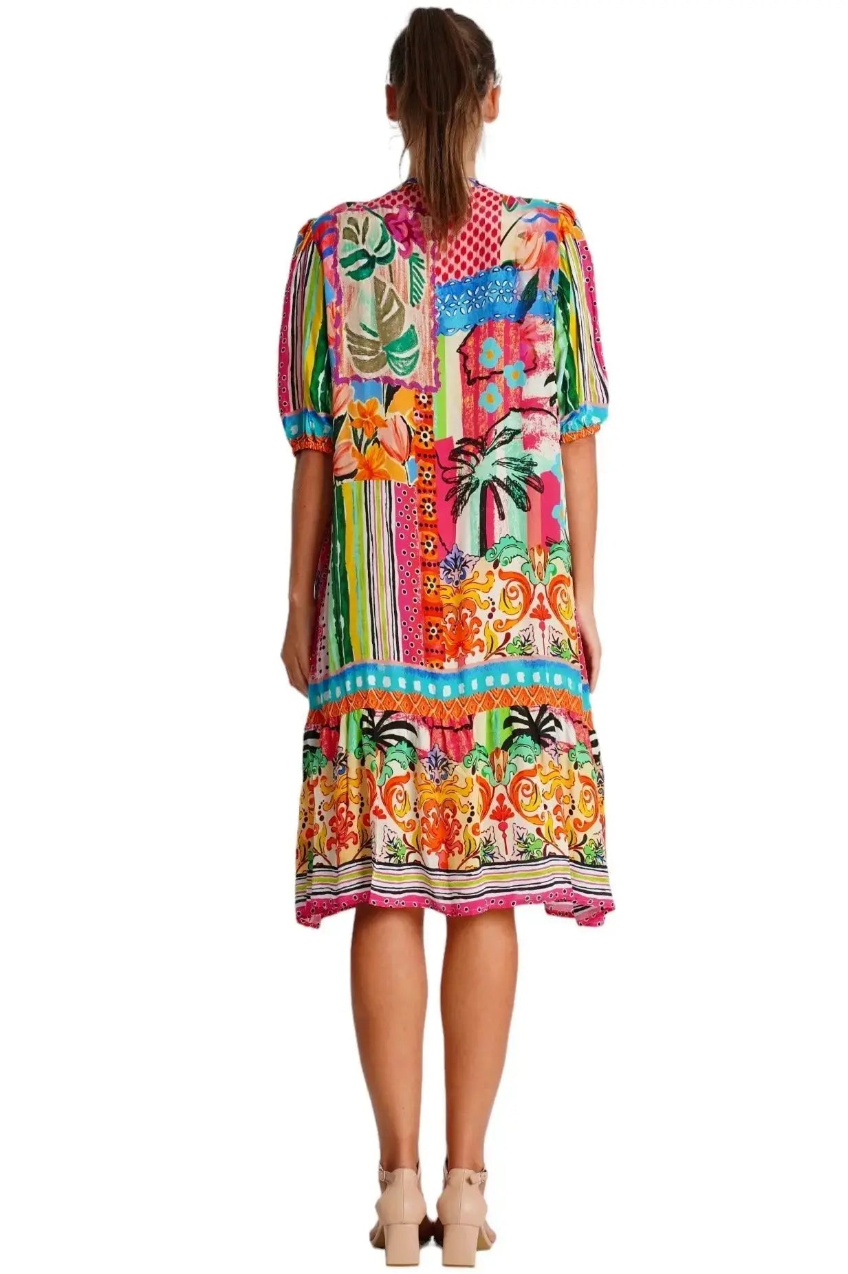 Moda Palm Print Dress  La Moda Clothing