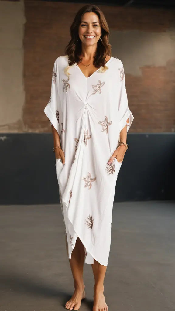 Front Knot Caftan Dress  La Moda Clothing