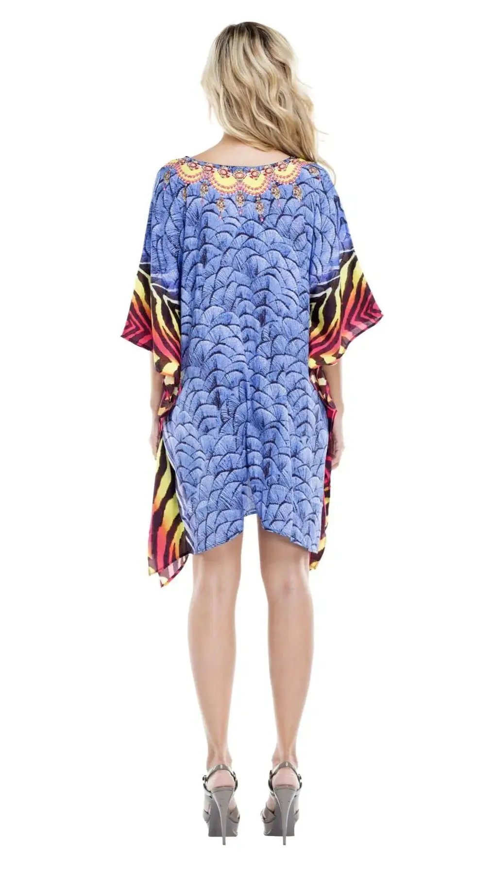 Multi Color Sheer Kaftan / Cover Up - La Moda Clothings