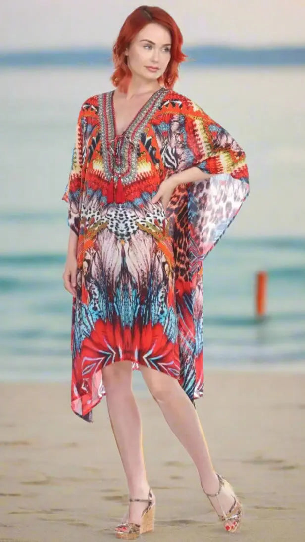 Multi-Color Trendy Vacation Beach Caftan Dress Lamodaclothing Kaftans