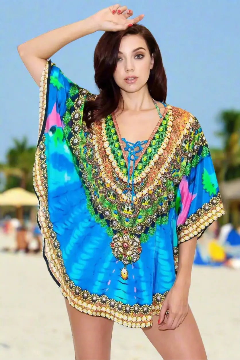 Relaxed Multi Color Short Balloon Kaftan - La Moda Clothings