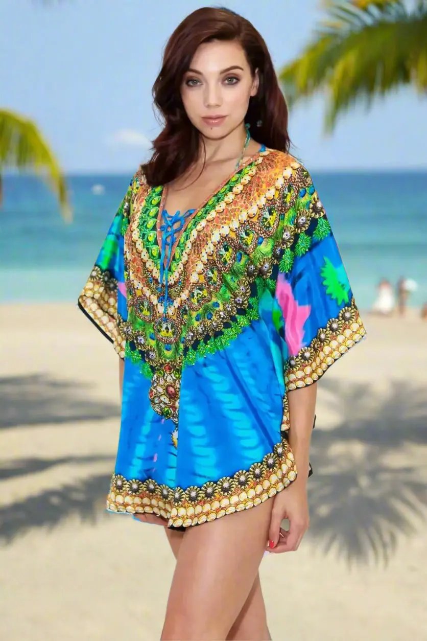 Relaxed Multi Color Short Balloon Kaftan - La Moda Clothings