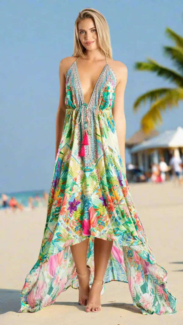 Resort Wear Maxi Dress for Summer Vacations La Moda Clothings 3 Way Dress